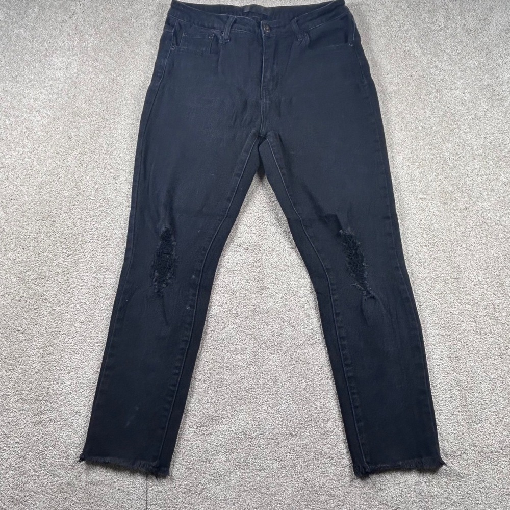 Monkey Ride Jeans Womens 13/31 Black Distressed High Rise Skinny‎ MPW501 DT